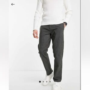 River Island Relaxed Fit Smart Pants in Navy Check W34 L32